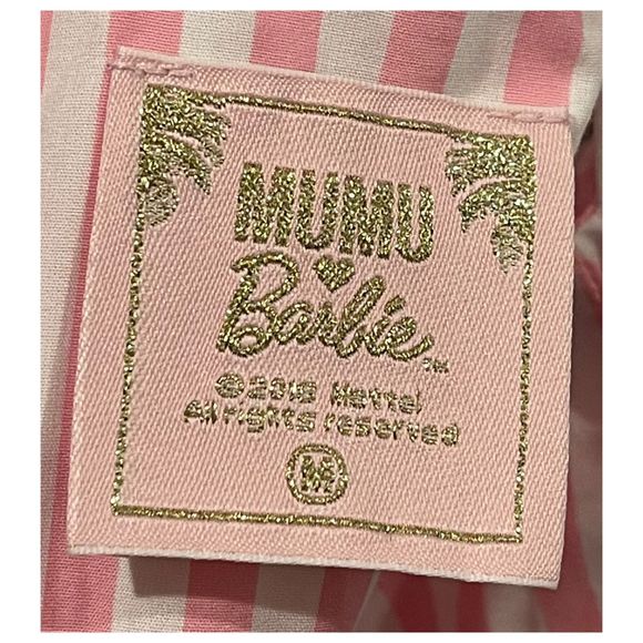 SHOW ME YOUR MUMU X BARBIE Striped  Pink White Crooped Top - Picture 2 of 5